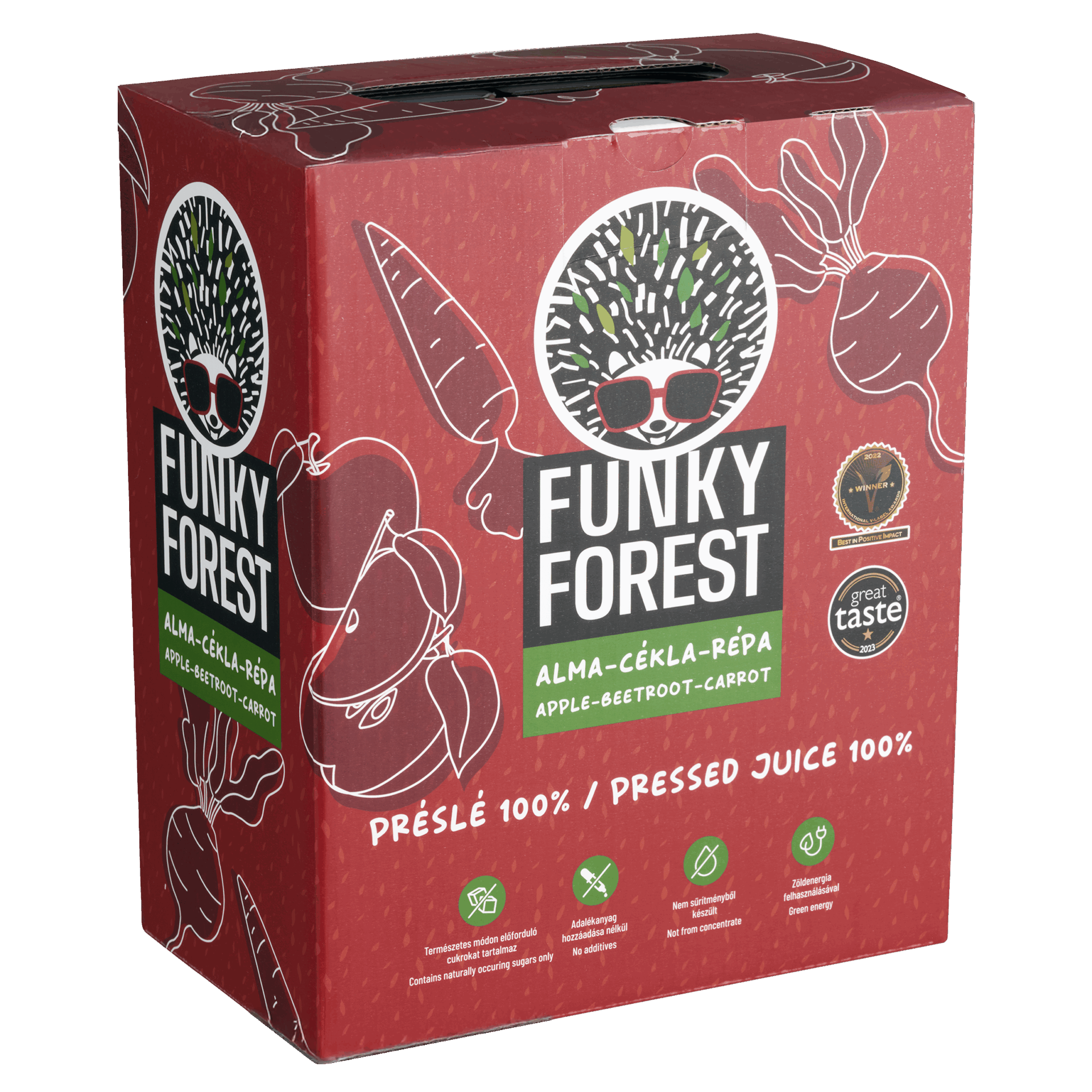 Funky Forest® 100%-os préslé, alma-cékla-répa 3L Bag-in-Box